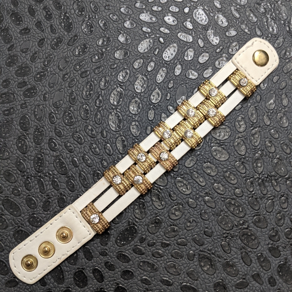 New Leather and metal snap bracelet
